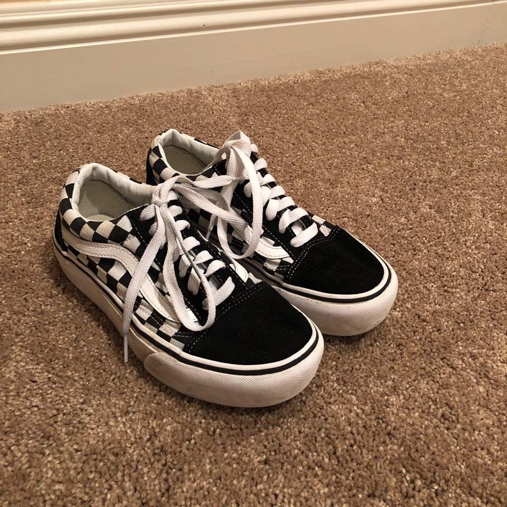 Checkered platform vans